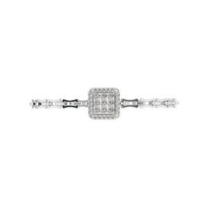 Pulsera de eslabones de cadena fina de Plata de Ley 925 para mujer, diseño de racimo cuadrado de lujo, acabado de oro blanco, Diamante de laboratorio para fiesta - Product Image 3