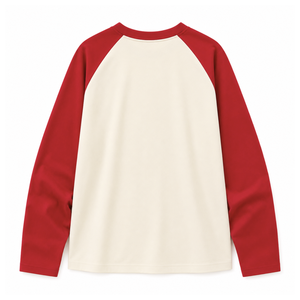 Delta | Sigma | Theta Raglan <b>T</b>-<b>Shirt</b> Women's Casual Crimson <b>Cream</b> Contrast Long Sleeve <b>Shirt</b> Embroidered Crest Color Block Tee - Product Image 4