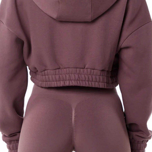 Sudadera Corta con Capucha de Nuevo Estilo, Diseño Personalizado, Sudadera Corta con Cierre para Mujer, Sudadera Corta de Felpa Francesa al por Mayor - Product Image 4