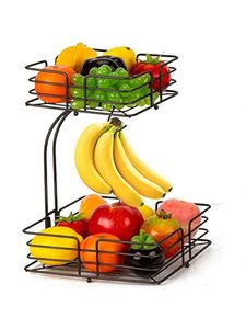 Cesta de Frutas Metálica Diseñada para Almacenamiento Diario de Productos Frescos que Complementa los Temas de Decoración Contemporánea del Hogar - Product Image 1