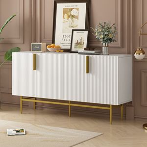 Aparador Moderno y Elegante de 4 Puertas con Tiradores Metálicos Dorados para Comedor, Sala de Estar, Dormitorio o Pasillo - Product Image 1