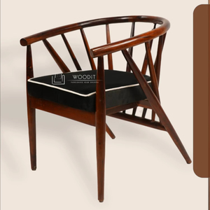 Modern Windsor-Style Barrel Chair 100% Solid Wooden Dining Chair For Hotels With Velvet Seated Cushion Spindle Back Accent Chair - Product Image 2