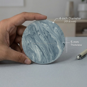 Round Marble Pattern Resin Coaster 4 Inch Decorative Drink Coaster Heat Resistant <b>Table</b> <b>Protector</b> OEM Wholesale - Product Image 2