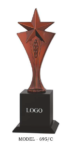 Trophée étoile en métal modèle 695, récompense plaquée métal pour les sports et les jeux avec gravure, base en bois noir - Product Image 6