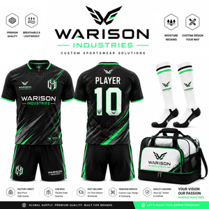 Custom Black Orange Soccer Jersey Set Sublimated Football Team Uniform Kit with Shorts Socks Sports Bag Set - Product Image 6