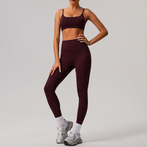 High Waist Yoga <b>Leggings</b> And Sports Bra Set Seamless Workout Gym Fitness Clothing For Women Comfortable Breathable Yoga Wear Set - Product Image 5