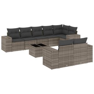 Juego de Sofás de Jardín de Ratán PE Gris con Patas Ajustables Grandes - Product Image 2