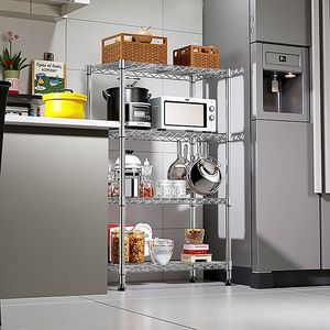 4 Tier 1000 Lbs <b>Storage</b> Shelving <b>Unit</b> Chrome Steel Organizer Wire Rack for Home <b>Kitchen</b> Office 13.7\" D X 23.6\" H - Product Image 5