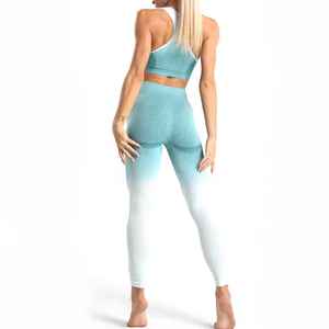 Conjunto de Ropa Deportiva para Mujer, Sujetador Deportivo Sin Costuras con Leggings de Cintura Alta, Traje Elástico para Yoga, Pilates, Gimnasio y Ejercicio - Product Image 2
