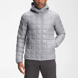 Chaqueta Acolchada con Capucha para Hombre, Ligera, Resistente al Viento, de Color Sólido, Informal, para Invierno, Corte Regular, Cierre de Cremallera, Gris - Product Image 1