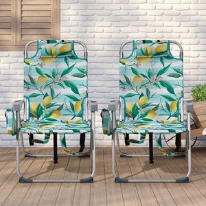 Sedia da Spiaggia 63*70*99cm in Alluminio Argento-Limone con Tubo e Cuscinetto, Capacità 100kg, in Tessuto Oxford Rinforzato - Product Image 6