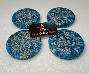 New Design Eco-Friendly Modern Tea Coasters 4 Pcs Set Resin Tarrazzo Mosaic Design Customizable Size (4X4 Inches) for Home Use - Product Image 6