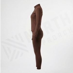Ensemble de survêtement pour femme, sweat à capuche élégant avec fermeture éclair intégrale, manches longues, mode hiver, exercice, yoga, tenue de sport, fitness - Product Image 3
