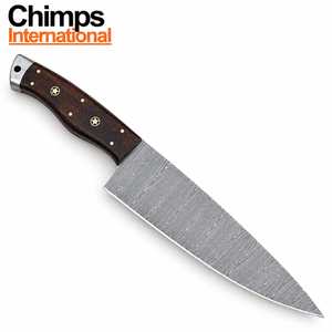 Cuchillo Santoku Profesional Hecho a Mano de Acero de Damasco con Espiga Completa, Mango de Madera Pakka, Funda de Cuero, Ecológico - Product Image 4