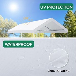 10X20Ft Blanc Heavy Duty Étanche UV Résistant À La Déchirure Carport Remplacement Auvent Couverture Facile Assemblage Garage Top Tente Abri - Product Image 4