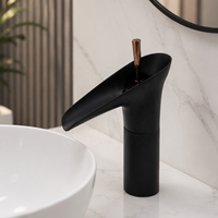 Robinet de lavabo minimaliste en laiton finition chromée, monocommande à capteur tactile, à poser, mitigeur compact pour vasque, débit d'eau fluide