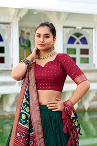 Indian Ethnic Traditional Designer Tussar Silk <b>Lehenga</b> Choli with Foil Print Work for Wedding Outfit for <b>Women</b> Fancy Wear - Product Image 6