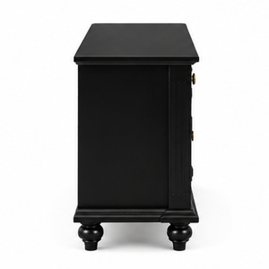 Luxury Black Solid Teak Wood TV Stand Media Console Classic Entertainment <b>Cabinet</b> for Hotel Villa Apartment <b>Bedroom</b> Furniture - Product Image 3