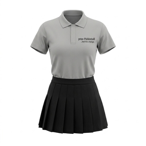 Polo de manga corta para mujer con falda plisada, conjunto de pickleball con logo personalizado, transpirable, de secado rápido, para todas las temporadas. - Product Image 3