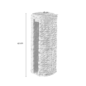 Panier porte-papier toilette en jacinthe d'eau naturelle fait main avec couvercle, bac de rangement en osier pour la décoration de la salle de bain - Product Image 6