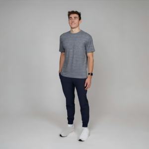 Camiseta Deportiva Gris Jaspeado para Hombre, Transpirable, de Secado Rápido, para Gimnasio, Informal, de Manga Corta, Ropa Deportiva, Logotipo Personalizado, Venta al Por Mayor - Product Image 1