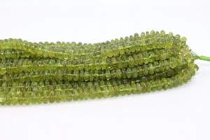 Cuentas redondas lisas de peridoto natural de 6-8 mm, hilo de 14 pulgadas para la fabricación de joyas - Product Image 3