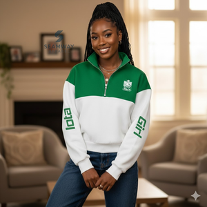 Iota Phi Lambda Quarter Zip <b>Pullover</b> Women Short Zip <b>Jumper</b> Casual Mock Neck Quarter Zip Sweatshirt Stand Collar Zip Up <b>Pullover</b> - Product Image 4