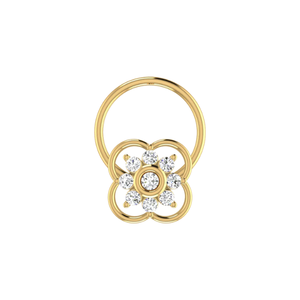 Piercing de nez en or 14 carats avec diamant de 0,06 carat, motif floral ethnique, couleur HI, brillance VS-SI, bijoux fins pour femmes - Product Image 1