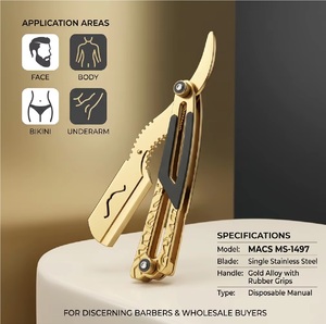 Maclura - Maquinilla de Afeitar de Una Sola Cuchilla de Alta Calidad para Hombre, Mango de Goma, Cuchilla de Acero Inoxidable, para Uso en Rostro y Cuerpo - Product Image 4