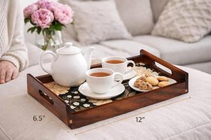 Bandeja Rectangular de Madera de Fabricante Confiable con Bordes Elevados para Servir Comida y Bebidas Calientes de Forma Segura - Product Image 2