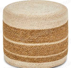 Tabouret ottoman en jute tissé à la main de haute qualité, design artisanal traditionnel pour salon, jardin, hôtel - Product Image 1