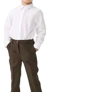 Uniforme Escolar Personalizado para Niños, Camisa Blanca de Manga Larga, Pantalones Marrones, Conjunto Escolar Formal Elegante para Estudiantes - Product Image 4
