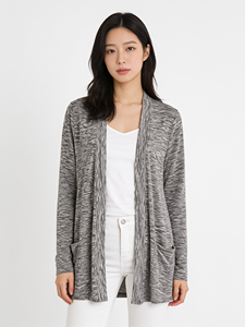 Women’s Korean Style Knit <b>Cardigan</b> Open Front Long Sleeve Cotton Blend <b>Lightweight</b> Layering Sweater - Product Image 4