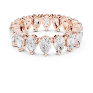 Anillo de Eternidad de Lujo de Oro de 14K con Diamante Cultivado en Laboratorio de Corte Pera de 4CT, Certificado por IGI, VVS VS, Color E, para Compromiso o Aniversario - Product Image 5