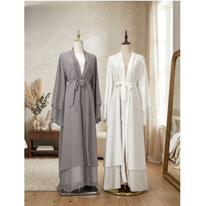 Cardigan long pour femme, manteau islamique, boléro à sequins, niqab, abaya, kimono respirant en vinylon, style Moyen-Orient - Product Image 1