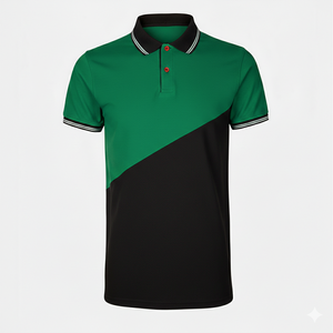 Polo pour homme à blocs de couleur, manches courtes, tricoté, décontracté, design uni, col contrastant noir et turquoise - Product Image 6