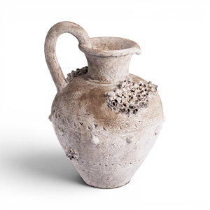 Jarrón de suelo de cerámica antiguo con asa, alto, desgastado, tipo jarra, con tachuelas, de arcilla, estilo rústico, decoración para el hogar, cesta de cerámica Bali - Product Image 1