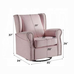 เก้าอี้หมุนสีชมพูพร้อมเบาะผ้าสำหรับห้องนั่งเล่น - Product Image 3