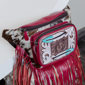 Riñonera de cuero genuino para mujer, riñonera de cuero genuino con herramientas a mano, riñonera de piel de vaca Floral Rosa occidental, cinturón de bolsillo para cintura de vaquera - Product Image 4