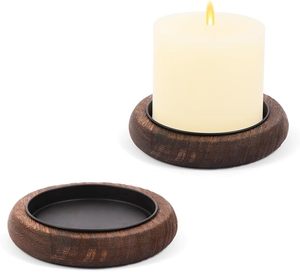 Farmhouse Style Natural Wood <b>Candle</b> Holder Rustic Wooden <b>Candle</b> Stand Vintage <b>Small</b> Handmade Christmas Decor Customizable Color - Product Image 1
