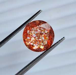 Pierres précieuses Aligemstones de haute qualité certifiées IGI, SUNSTONE naturel, multi-cristaux, couleurs rouge orangé, lustrées, pierres brutes pour la fabrication de bijoux - Product Image 3