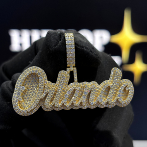 <b>Custom</b> Script <b>Name</b> Pendant 925 Sterling Silver VVS Moissanite Diamond Personalized Letter <b>Necklace</b> Hip Hop Jewelry OEM - Product Image 1