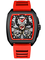 Montre mécanique automatique de luxe avec boîtier en acier inoxydable, bracelet en silicone, cadran squelette