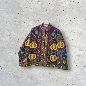 Veste matelassée pour femme en velours floral respirant, broderie Suzani, tricotée à la main, doublure en coton - Idéale pour le printemps, l'automne et l'hiver - Cadeau - Product Image 4
