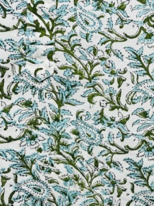 ซูพีเรียร์ คราฟท์ เสื้อคุร์ต้าแขนสั้นสีเทอร์ควอยซ์ผ้าฝ้าย 100% สำหรับผู้ชาย |   ชุดคุर्ตาลายดอกไม้พิมพ์ลายด้วยมือแบบคลาสสิกสำหรับนักออกแบบ - Product Image 2