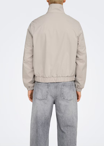 Blouson bomber utilitaire minimaliste de haute qualité, coupe-vent léger à col cheminée crème uni, personnalisable pour homme - Product Image 6