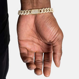 925 Sterling <b>Silver</b> Iced Out Cuban Link Bracelet 18K Gold Plated Micro Pave Hip Hop Bracelet <b>for</b> <b>Men</b> - Product Image 3