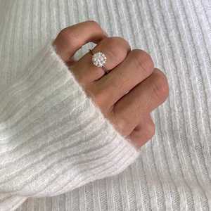 3 Carat Cut Lab Grown Diamond Gold 18K <b>Ring</b> for Women | Trendy Elegant <b>Solitaire</b> Engagement <b>Ring</b> | Luxury Wedding Jewelry Gift - Product Image 1