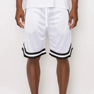 Shorts Bermuda en Maille Blanche pour Hommes avec Bordure Chevron Noire, Taille à Cordon de Serrage, Style Sportif, Tissu en Polyester Respirant - Product Image 2