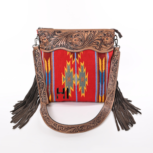 Bolso bandolera de cuero con pelo de vaca |   Bolso con flecos de girasol hecho a mano |   Bolso de Hombro Estilo Bohemio Occidental - Product Image 2